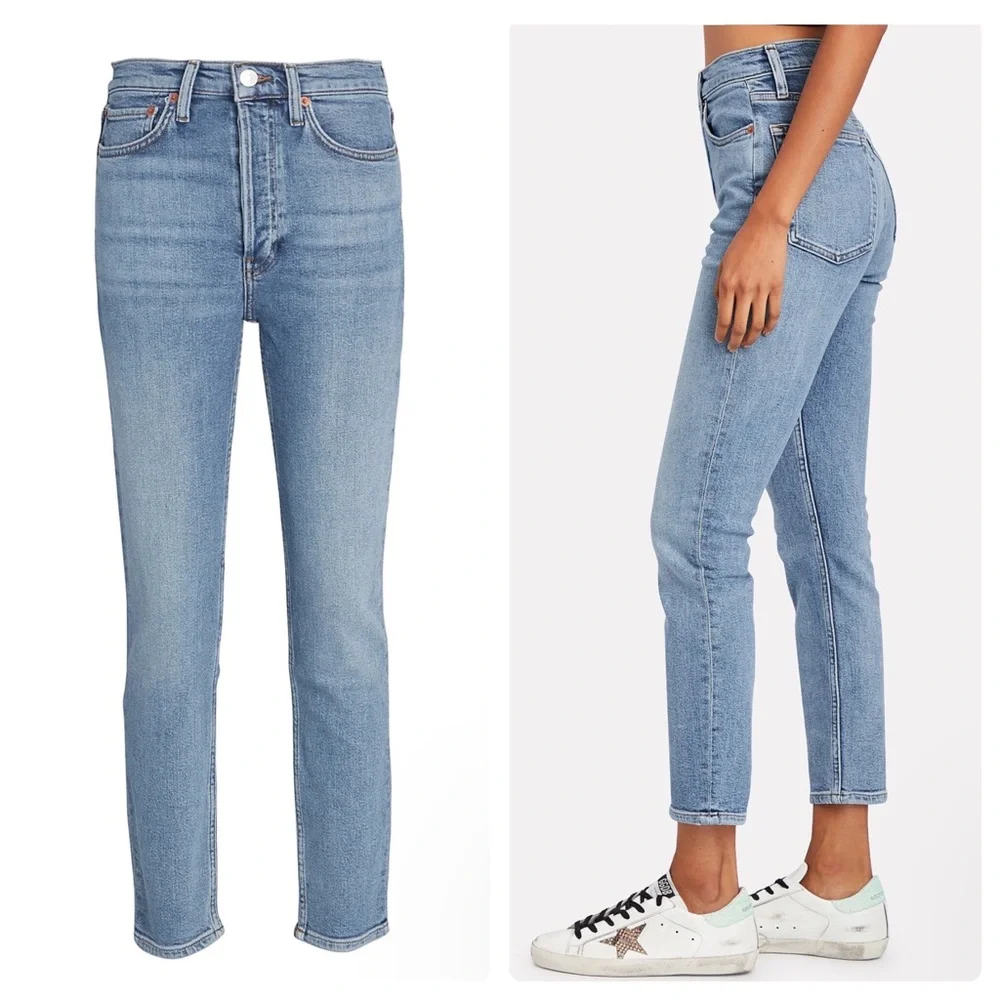 Re/Done High Rise Ankle Crop Jeans sz23 - Picture 6 of 7